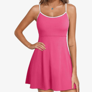Aleumdr Women's Ribbed One Piece Skirt Swimsuit