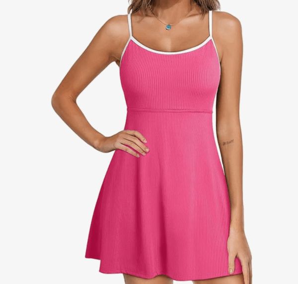 Aleumdr Women's Ribbed One Piece Skirt Swimsuit