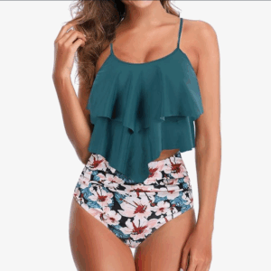 Adisputent High Waisted Tankini Flounce Top Bikini