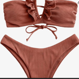 ZAFUL Strapless Ribbed V Wired Bikini