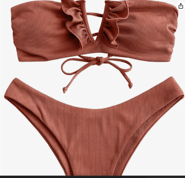 ZAFUL Strapless Ribbed V Wired Bikini