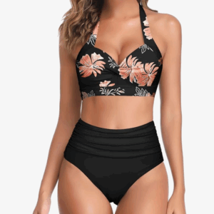 Tempt Me Vintage Floral Black Bikini