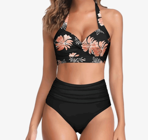 Tempt Me Vintage Floral Black Bikini