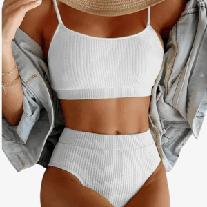Lilosy High Waisted Ribbed Bikini