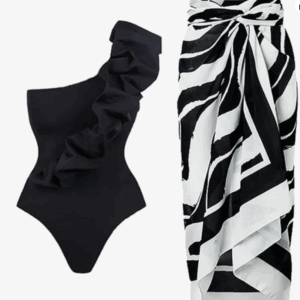 ODIZLI One Piece Swimsuit Plus Sarong